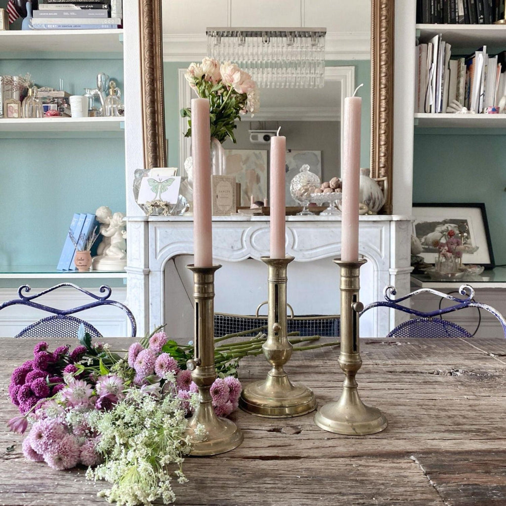 candlesticks antique brass