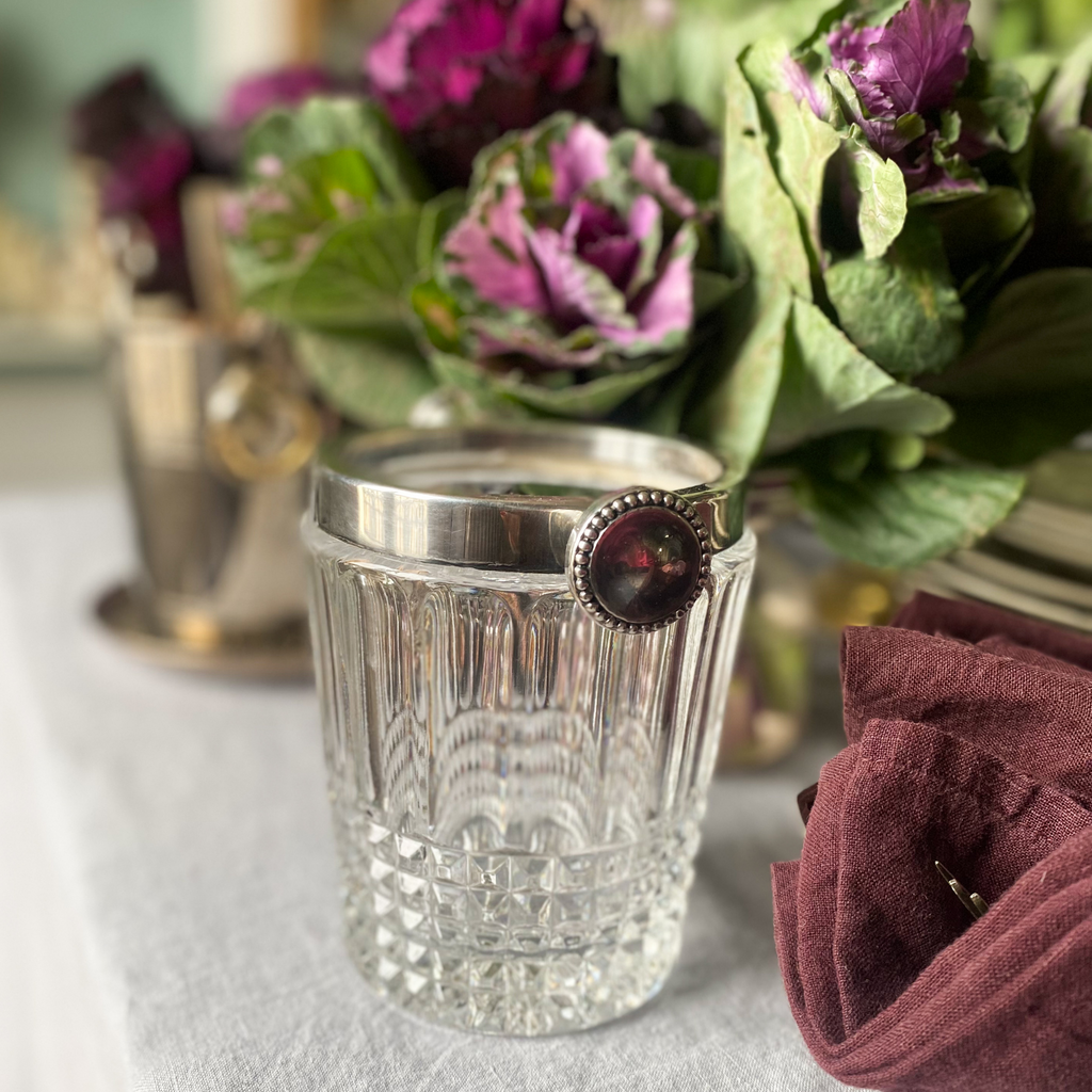 Beveled Crystal and Silver Ice Bucket