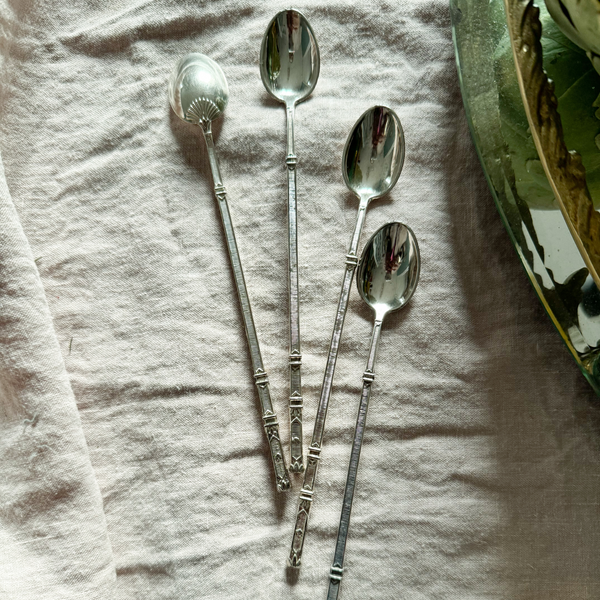 Set of 4 Silver Cocktail Stirring Spoons