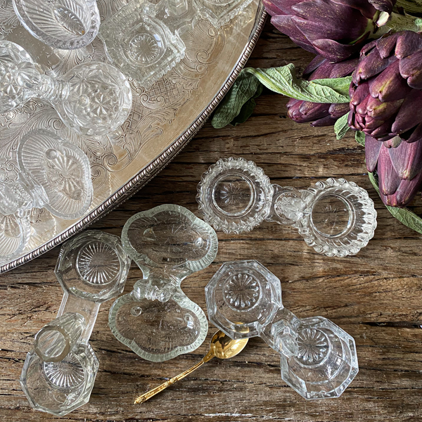 antique glass salt cellars