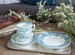 Set of 2 Ceramic English Teacups with Saucers and Dessert Plates