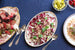 Gold and white serving platters for rent at Madame de la Maison