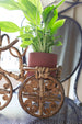 vintage rattan tricycle plant holder