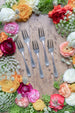 Set of 5 Silver-Plated Dessert Forks with Beaded Border