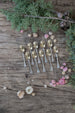 Set of 10 Silver-Plated Art Deco Teaspoons with Gold Bowl