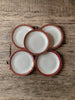 Set of 6 Burgundy Porcelain Dessert Plates