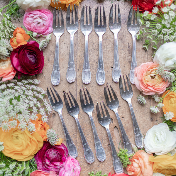 Set of 12 Silver-Plated Louis XV Dessert Forks