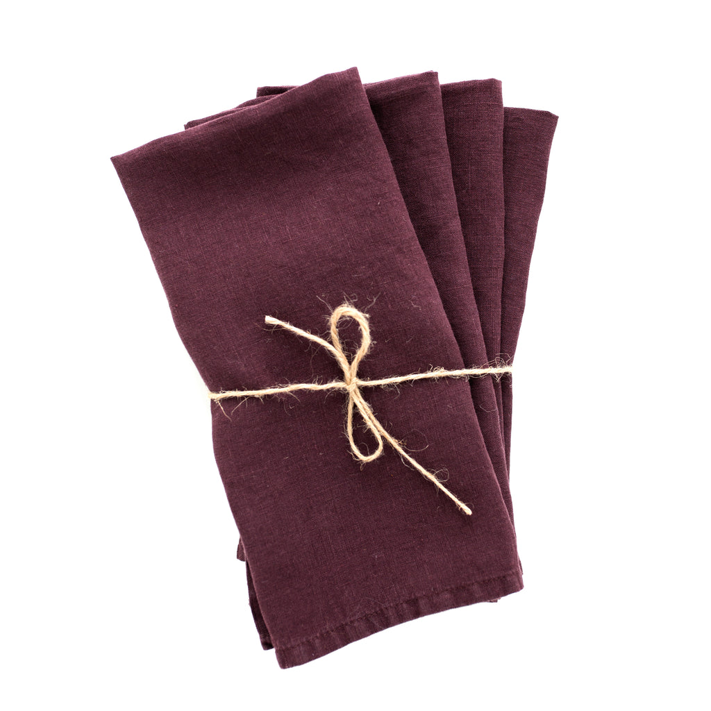 Aubergine Linen Napkin from Madame de la Maison