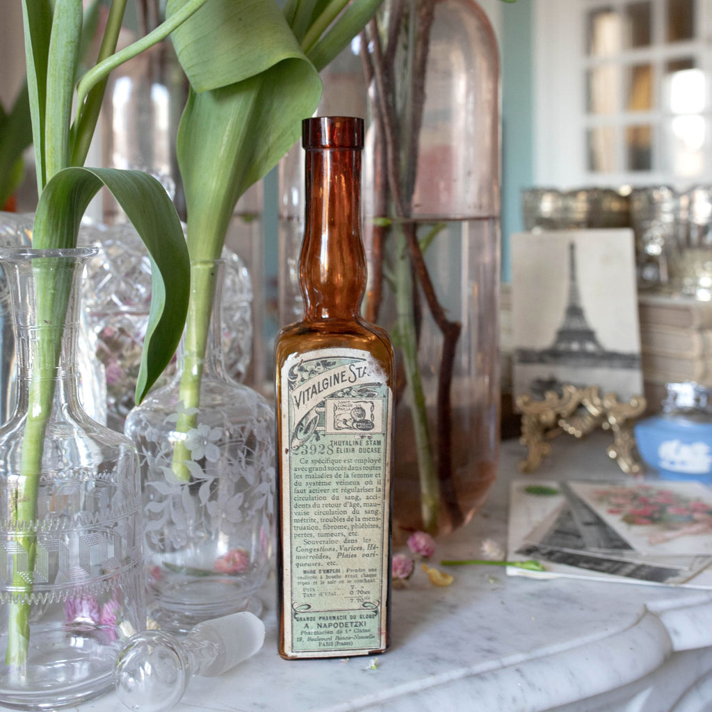Antique Amber Elixir Bottle