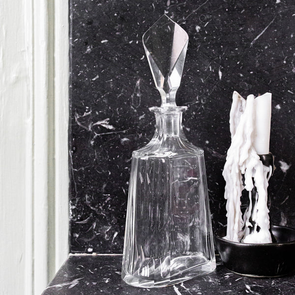 Bevelled Glass Faceted Apothecary Jar with Pointed Stopper Sold by Madame de la Maison