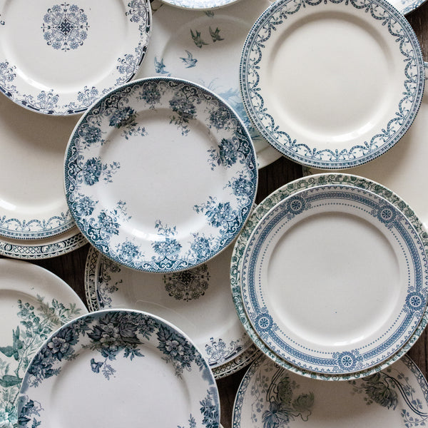Antique Vintage Set of Mix and Match Blue and White Plates sold on Madame de la Maison www.madamedelamaison.com