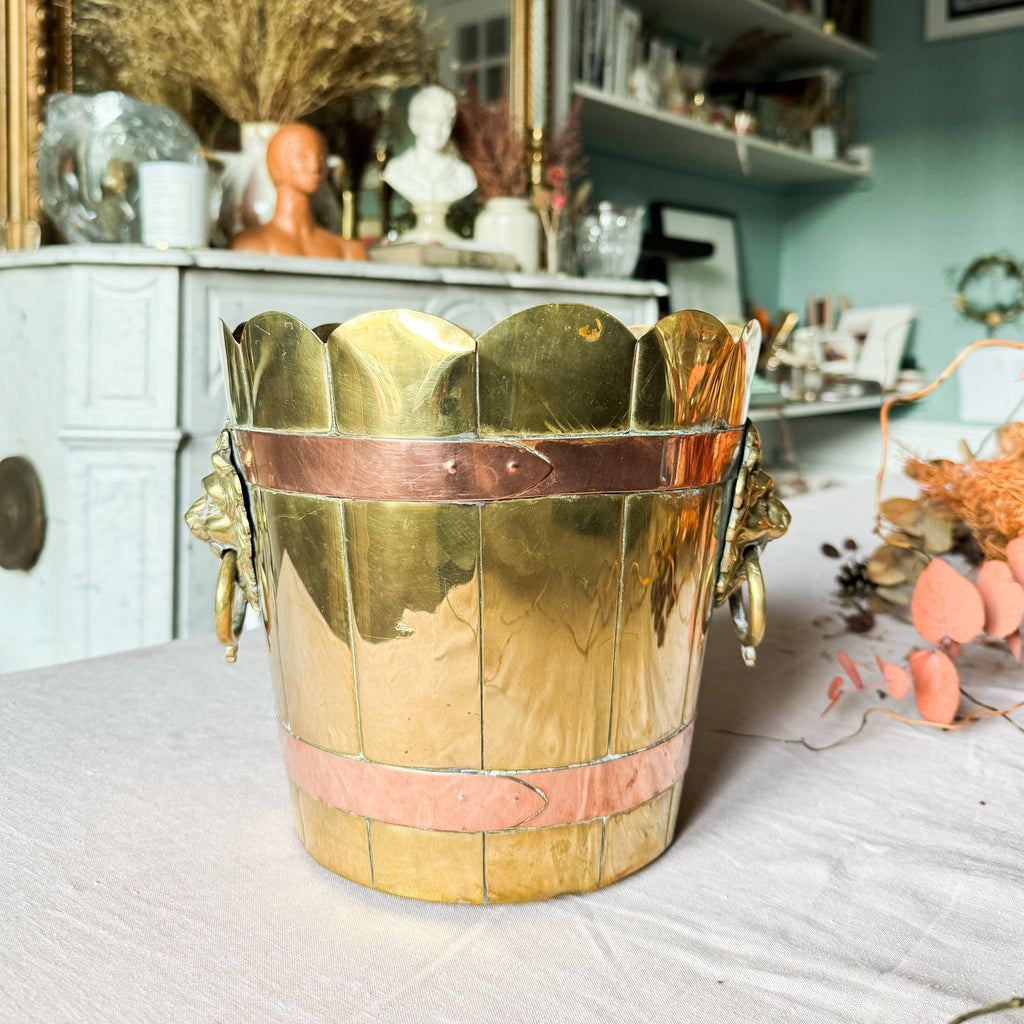 Rare Antique Copper and Brass Bucket