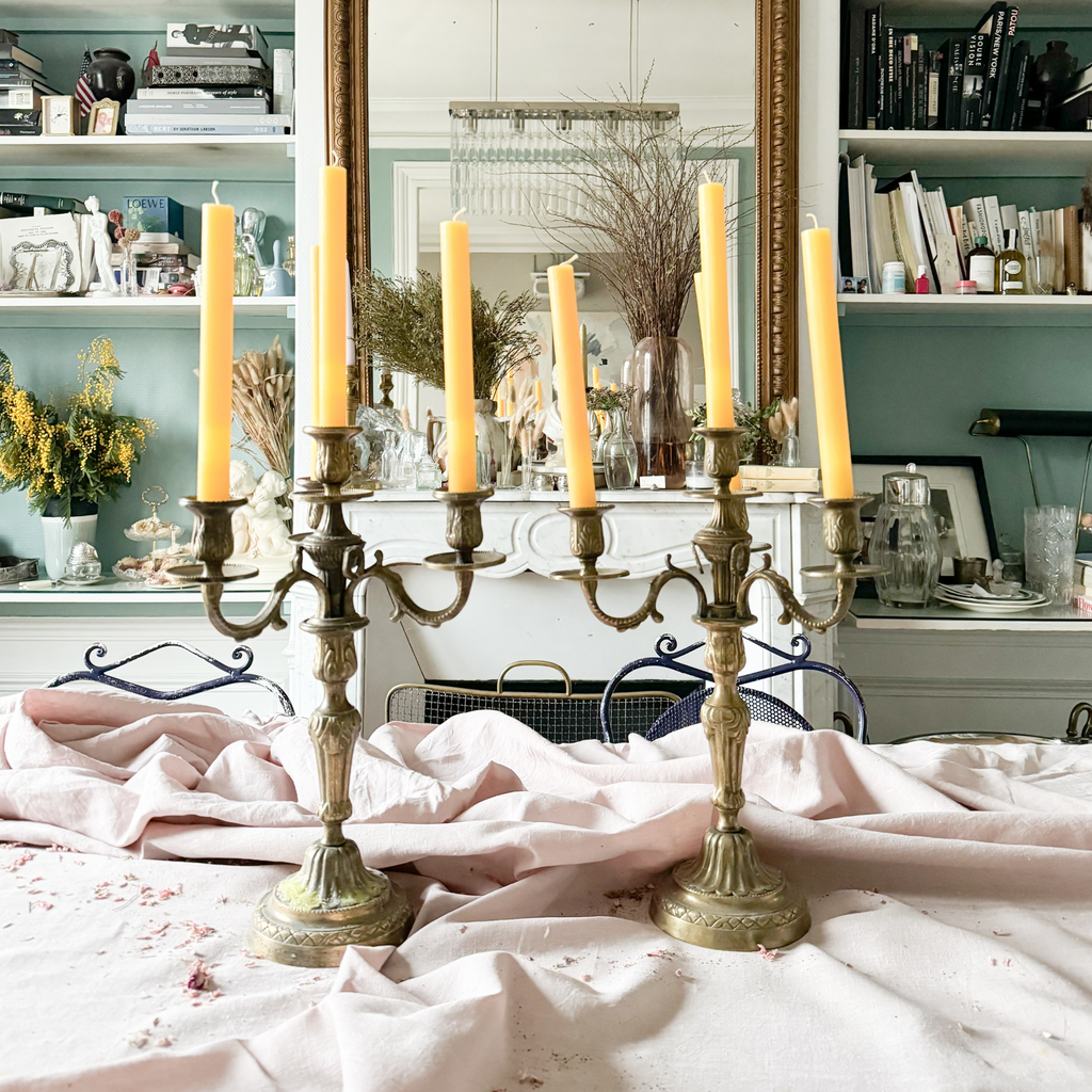 Pair of Antique Bronze Candelabras