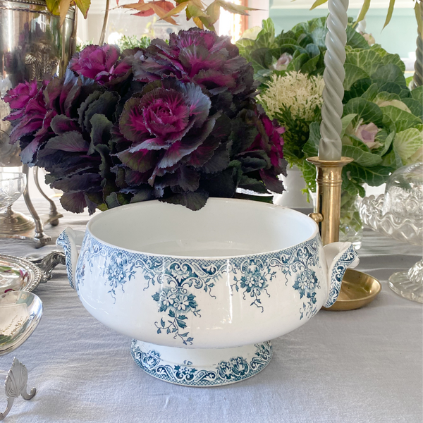 Blue and White Terre de Fer Soup Tureen (without cover)