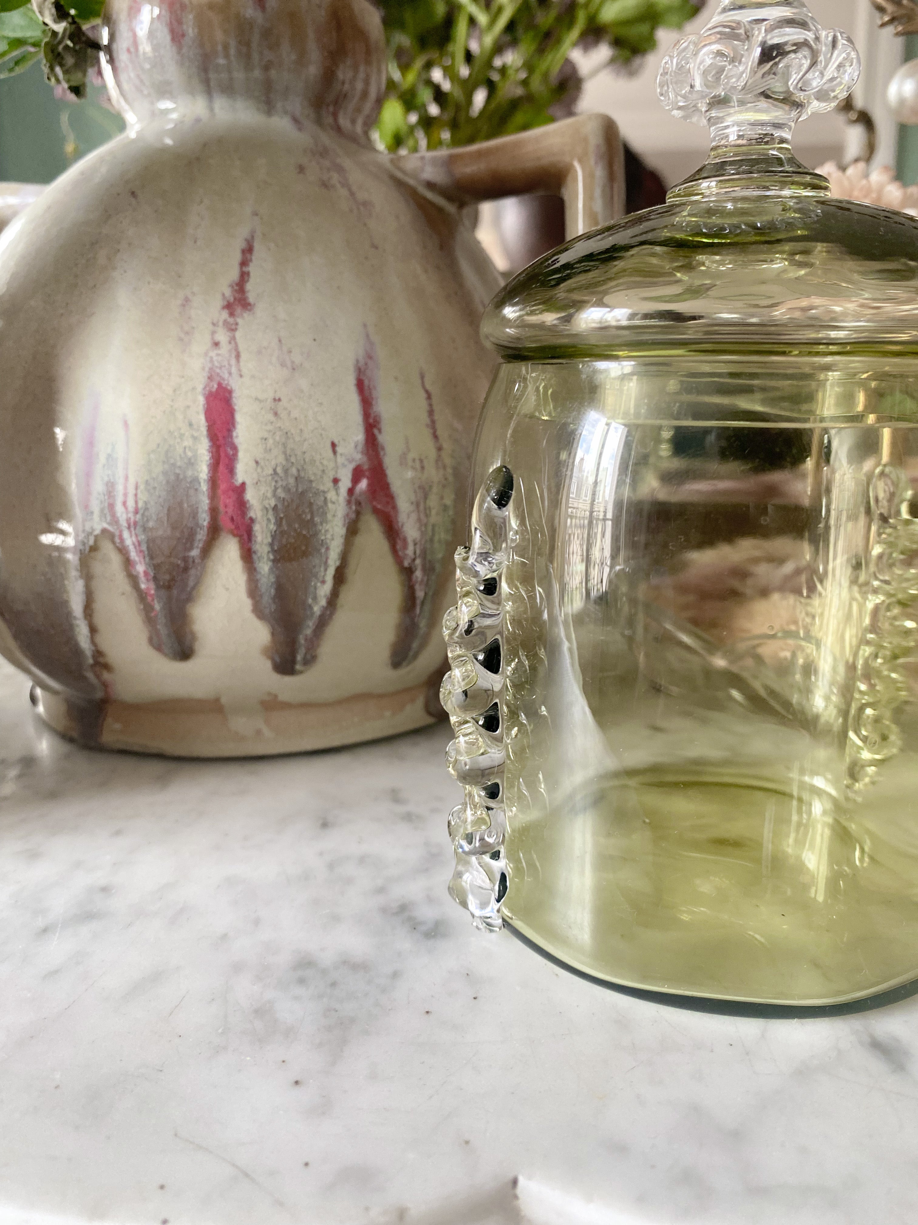 Green Glass Jar with Unique Topper – Madame de la Maison