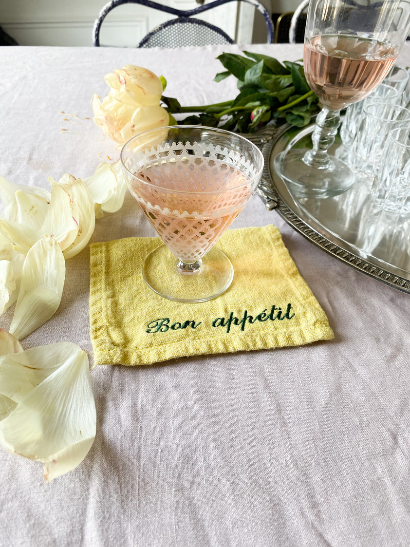 "Bon appétit" Embroidered Cocktail Napkins Madame de la Maison