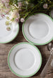 Set of 8 Green and White Dessert Plates