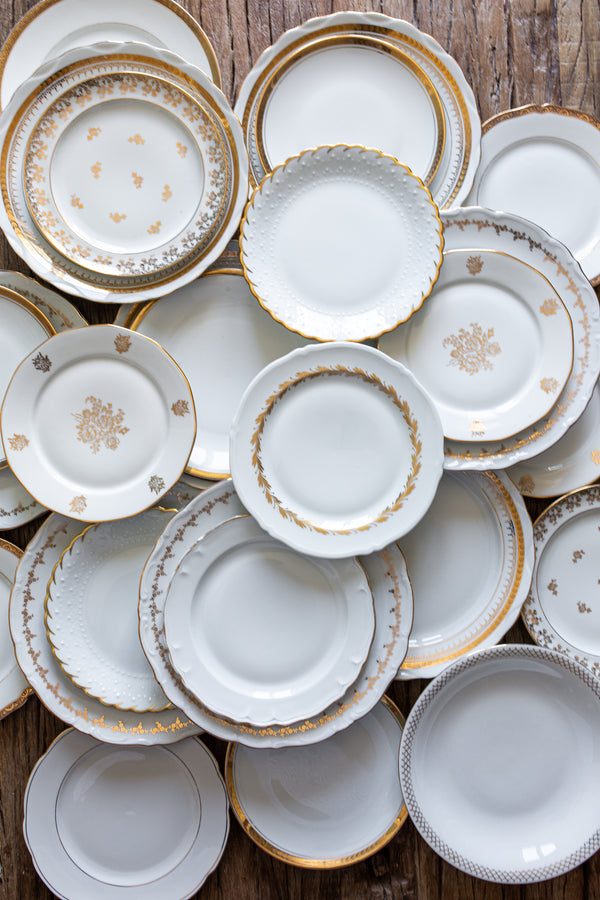 Antique Gold and White Plate Collection
