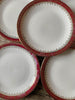 Set of 6 Burgundy Porcelain Dessert Plates