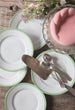 Set of 8 Green and White Dessert Plates