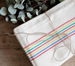 Ecru and Rainbow Striped Kitchen Towels