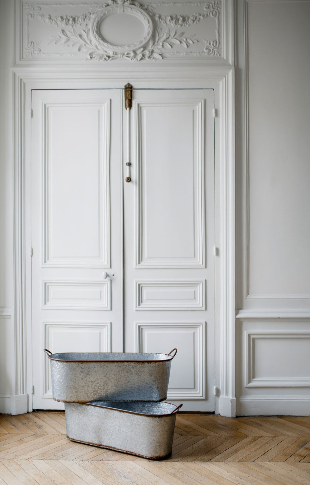 Antique tin buckets for rent from Madame de la Maison 